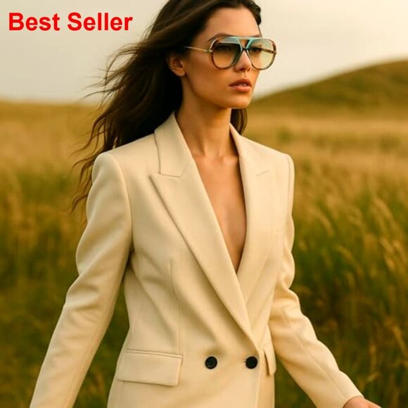 Oversized Pilot Sunglasses Large Square Frame UV Protection Lightweight